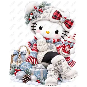 Hello Kitty  Winter Season DTF  Shirt Iron on Transfer
