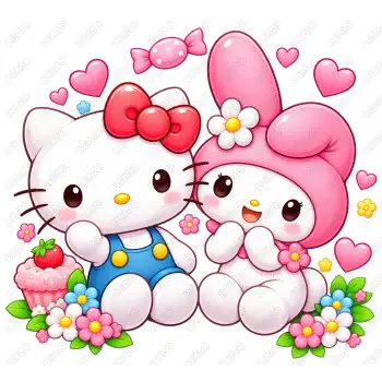 Hello Kitty  and My Melody DTF  Shirt Iron on Transfer