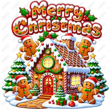 Merry Christmas Gingerbread House DTF Shirt Iron on Transfer