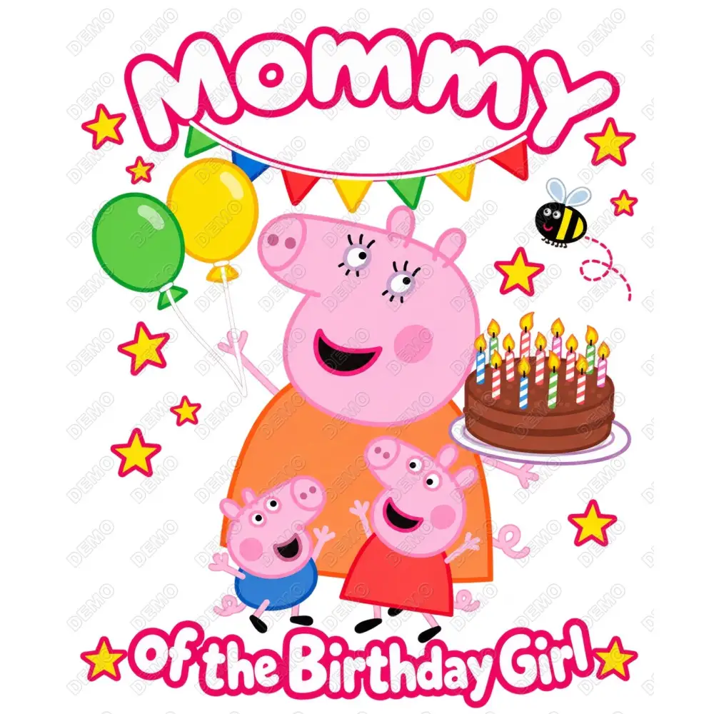 Mommy Peppa Pig Birthday DTF  Shirt Iron on Transfer