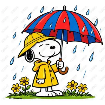 Peanuts  Fall Season Rain  DTF Iron on Transfer