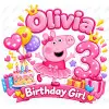 Peppa Pig   Birthday  Personalized DTF  Shirt Iron on Transfer