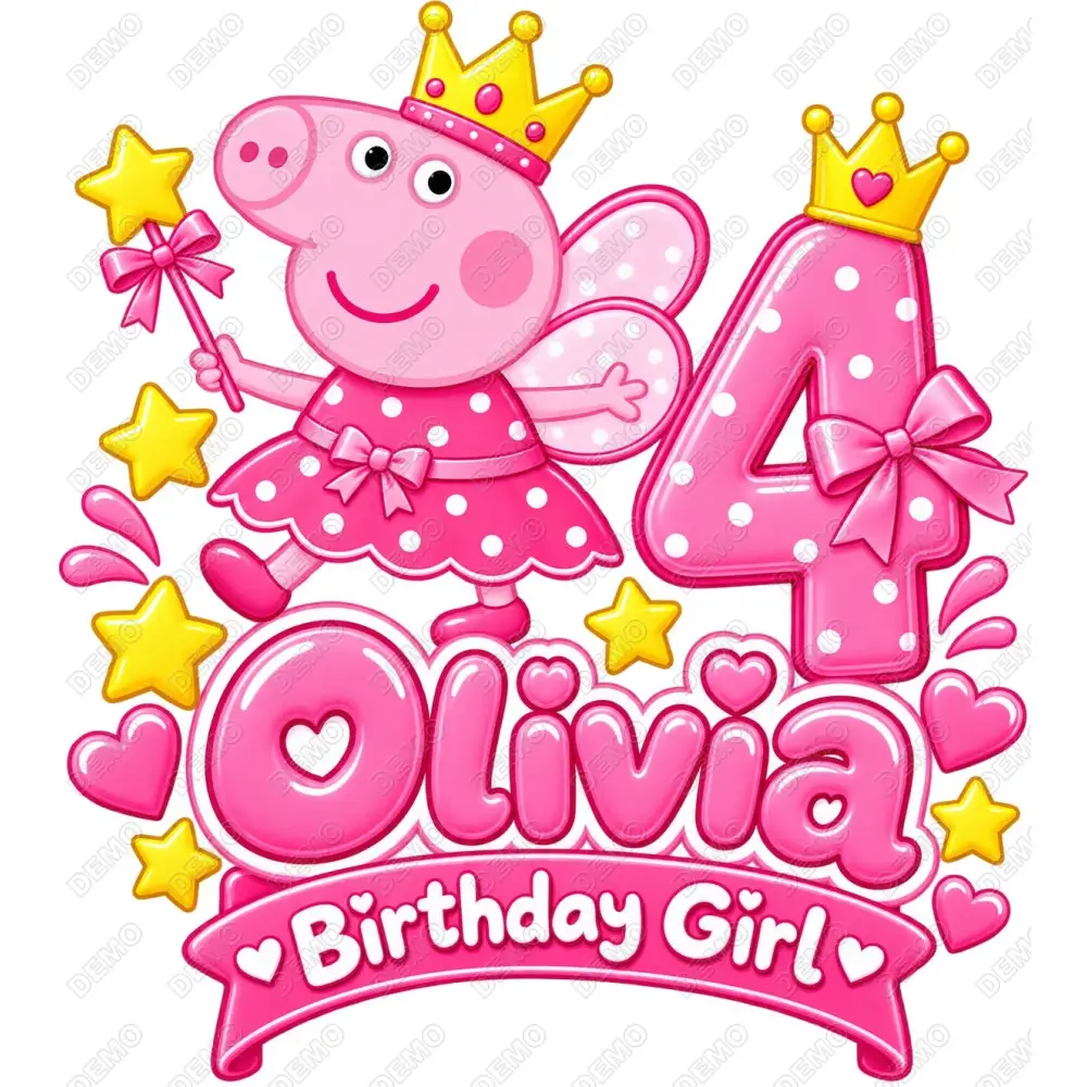 Peppa Pig  Birthday  Personalized  DTF  Shirt Iron on Transfer N34