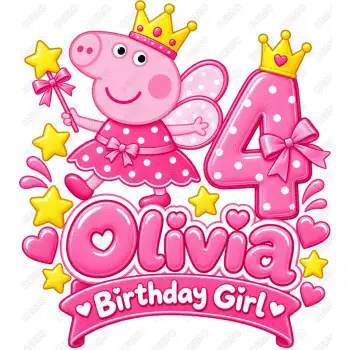 Peppa Pig  Birthday  Personalized  DTF  Shirt Iron on Transfer N34