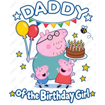 Peppa Pig  Daddy  Birthday DTF  Shirt Iron on Transfer