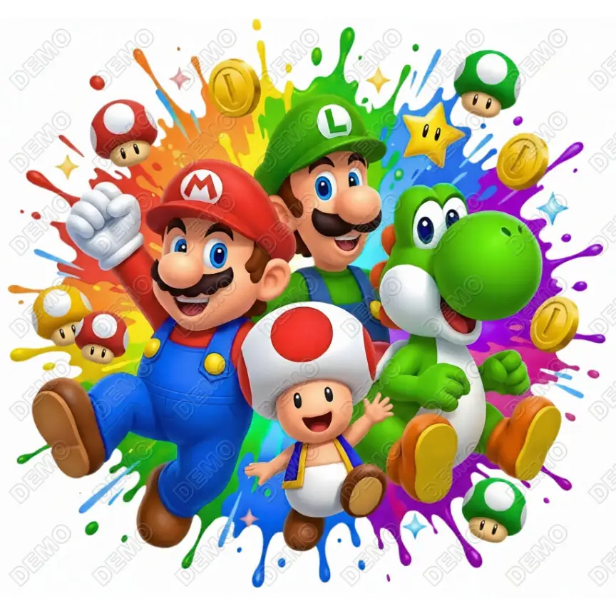 Mario Toad Yoshi  DTF  Iron on Transfer