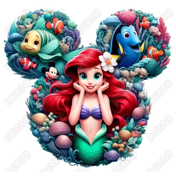 Ariel  Mermaid  DTF  Shirt Iron on Transfer