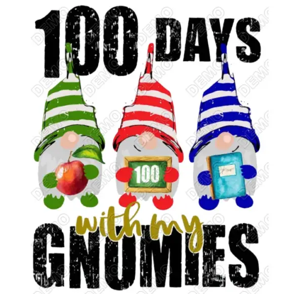 100 Days of School Gnomes T Shirt Iron on Transfer Decal 100 Days of School Gnomes T Shirt Iron on Transfer Decal