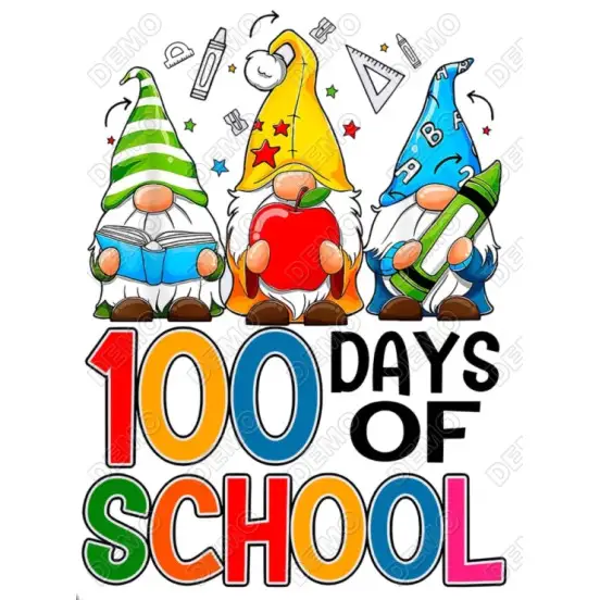100 Days of School Gnomes T Shirt Iron on Transfer #2 100 Days of School Gnomes T Shirt Iron on Transfer #2