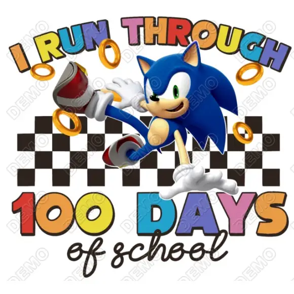 100 Days of School Sonic T Shirt Iron on Transfer Decal