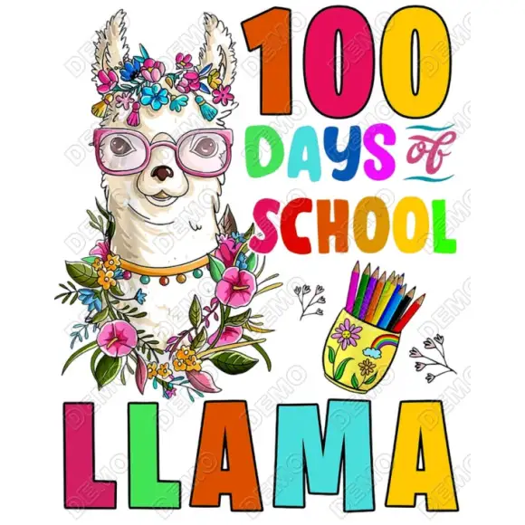 100 Days of School Lama T Shirt Iron on Transfer Decal 100 Days of School Lama T Shirt Iron on Transfer Decal