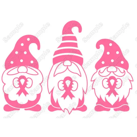 Breast Cancer Awareness Gnomes Iron On Transfer Vinyl HTV Breast Cancer Awareness Gnomes Iron On Transfer Vinyl HTV