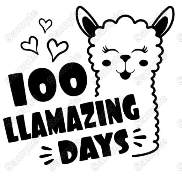 100 Amazing Days School lama Iron On Transfer Vinyl HTV 100 Amazing Days School lama Iron On Transfer Vinyl HTV