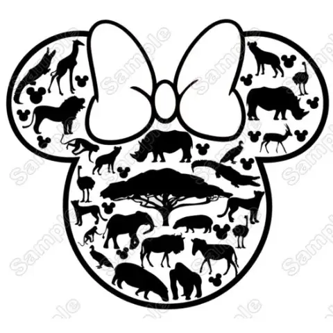 Disney Animal Kingdom Minnie Mouse head Iron On Transfer Vinyl HTV Disney Animal Kingdom Minnie Mouse head Iron On Transfer Vinyl HTV