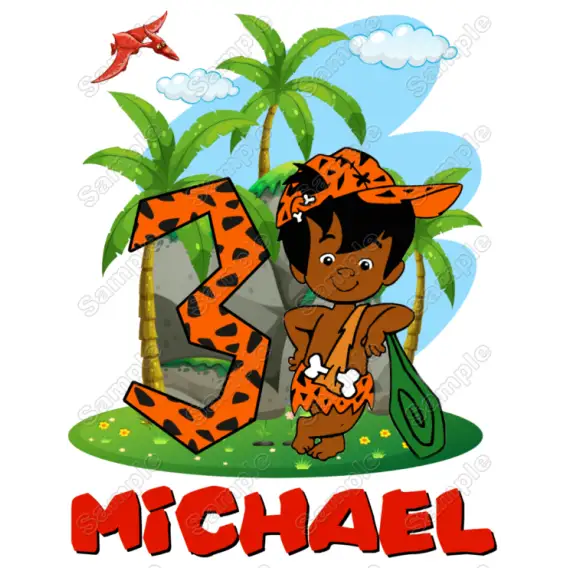African American BamBam Flintstone Birthday Custom T Shirt Iron on Transfer African American BamBam Flintstone Birthday Custom T Shirt Iron on Transfer
