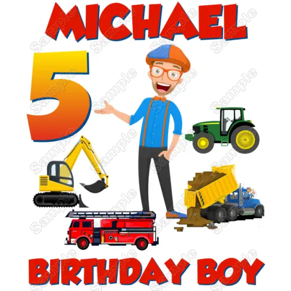Blippi Birthday Custom  T Shirt Iron on Transfer Decal