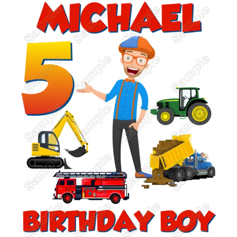 Blippi Birthday Custom T Shirt Iron on Transfer Decal Blippi Birthday Custom T Shirt Iron on Transfer Decal