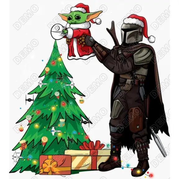 Christmas Mandalorian T Shirt Iron on Transfer Decal Christmas Mandalorian T Shirt Iron on Transfer Decal