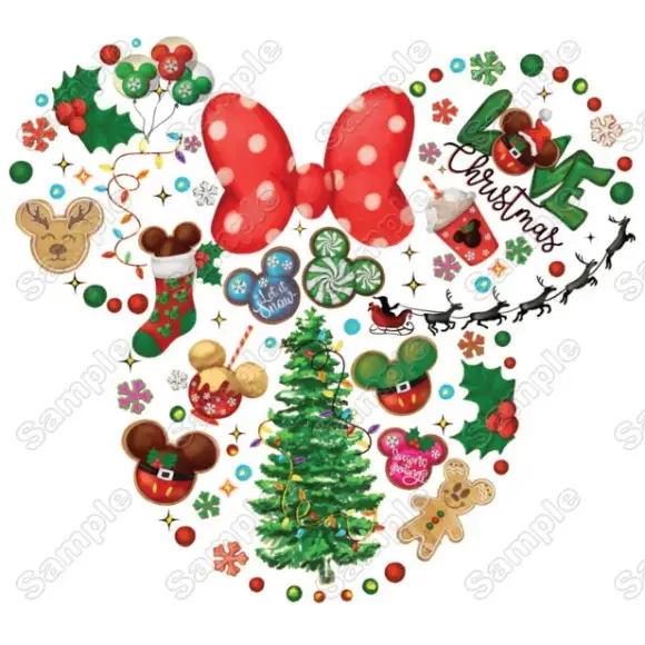 Christmas Disney World Mickey and Minnie T Shirt Iron on Transfer Decal Christmas Disney World Mickey and Minnie T Shirt Iron on Transfer Decal