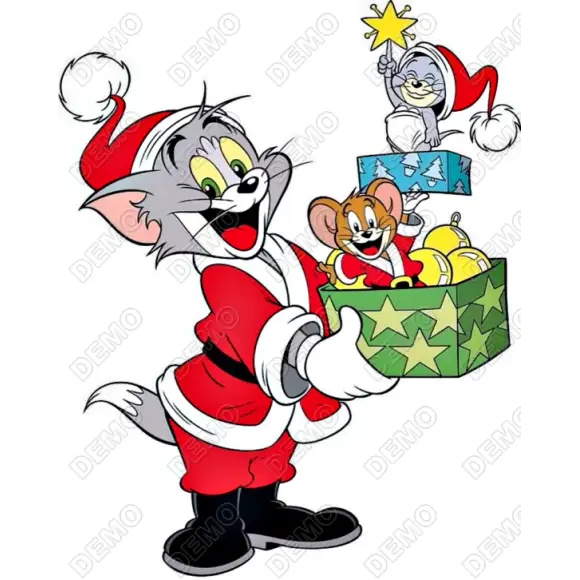 Christmas Tom and Jerry T Shirt Heat Iron on Transfer Decal Christmas Tom and Jerry T Shirt Heat Iron on Transfer Decal