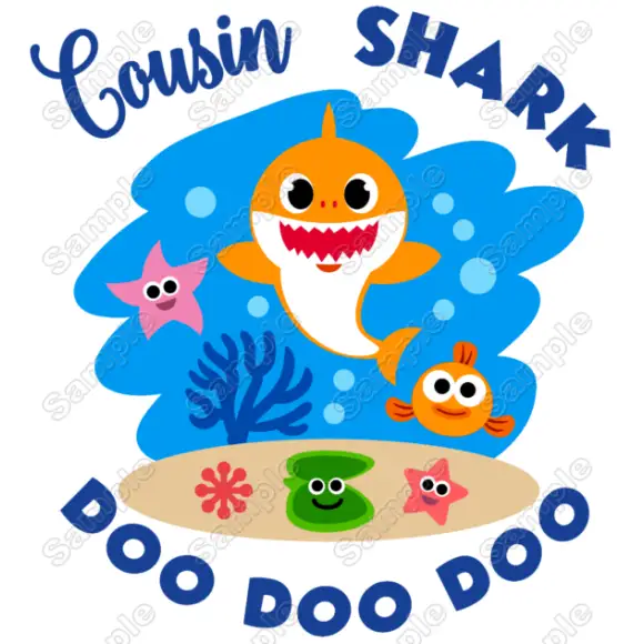 Baby Shark Cousin T Shirt Iron on Transfer Decal #1 Baby Shark Cousin T Shirt Iron on Transfer Decal #1