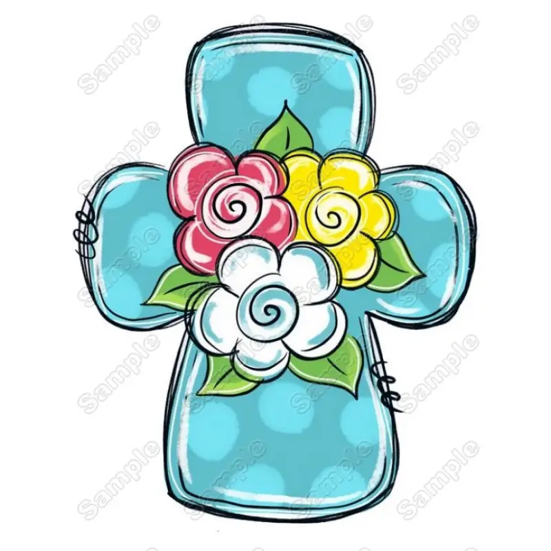 Cross Easter  Heat  Iron on Transfer  Decal