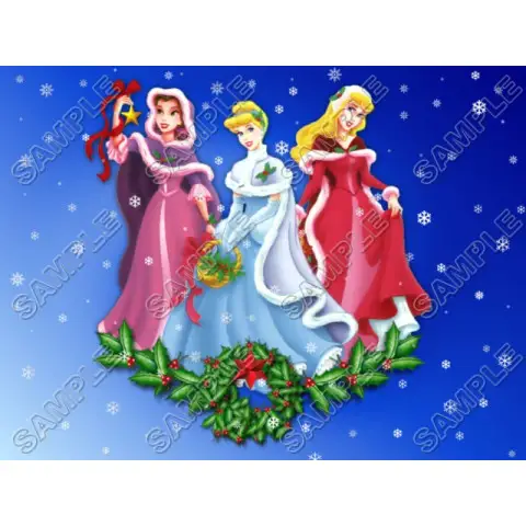 Disney princess Christmas T Shirt Iron on Transfer Decal #56 Disney princess Christmas T Shirt Iron on Transfer Decal #56