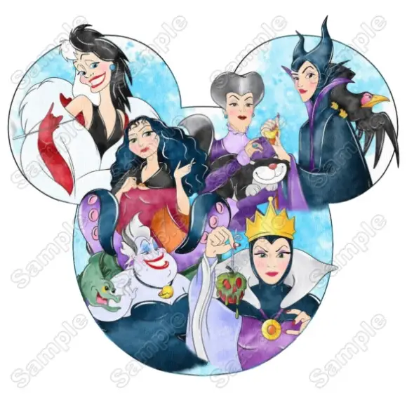 Disney Villains Mickey Ears T Shirt Heat Iron on Transfer Decal Disney Villains Mickey Ears T Shirt Heat Iron on Transfer Decal