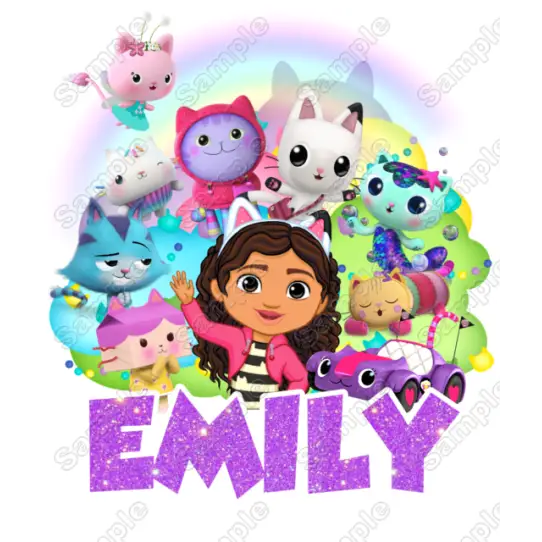 Gabbys Dollhouse Custom Name  T Shirt Heat  Iron on Transfer Decal