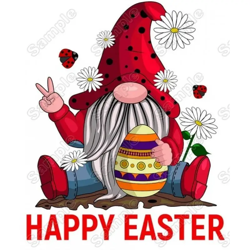 Happy Easter Gnome T Shirt Heat Iron on Transfer Decal Happy Easter Gnome T Shirt Heat Iron on Transfer Decal