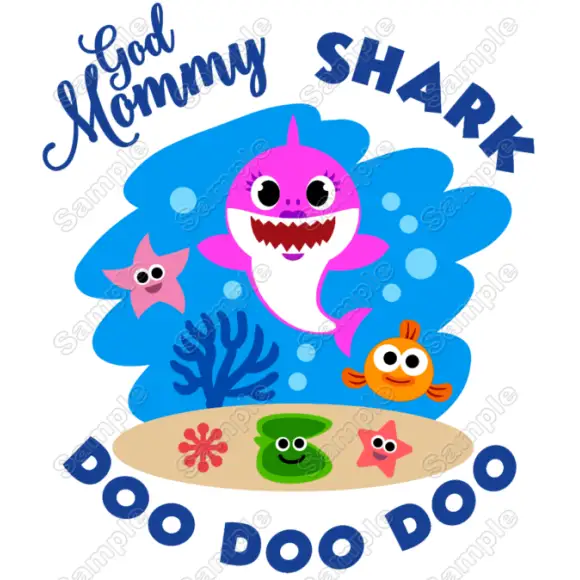 Baby Shark God Mommy T Shirt Iron on Transfer Decal #1 Baby Shark God Mommy T Shirt Iron on Transfer Decal #1