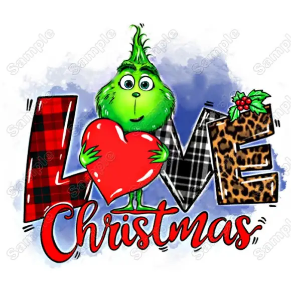 Grinch Love Christmas T Shirt Heat Iron on Transfer Decal Grinch Love Christmas T Shirt Heat Iron on Transfer Decal