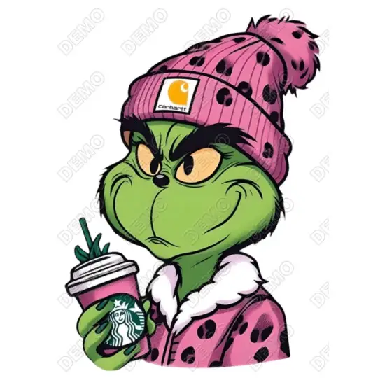 Grinch Christmas Pink Hat T Shirt Iron on Transfer Decal Grinch Christmas Pink Hat T Shirt Iron on Transfer Decal