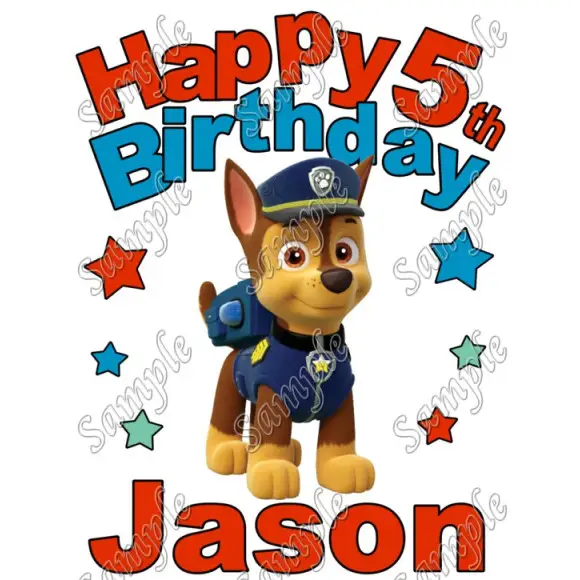 Happy Birthday PAW Patrol Chase Personalized Custom T Shirt Iron on Transfer Decal #3 Happy Birthday PAW Patrol Chase Personalized Custom T Shirt Iron on Transfer Decal #3