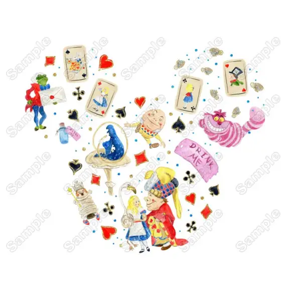 Magic Kingdom Alice Wonderland Heat Iron on Transfer Decal Magic Kingdom Alice Wonderland Heat Iron on Transfer Decal