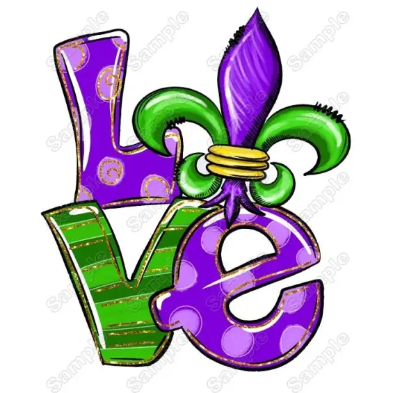Mardi Gras  Heat  Iron on Transfer  Decal