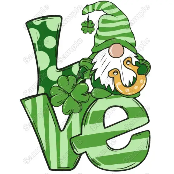 Saint Patricks Day Gnome Love T Shirt Heat Iron on Transfer Decal Saint Patricks Day Gnome Love T Shirt Heat Iron on Transfer Decal