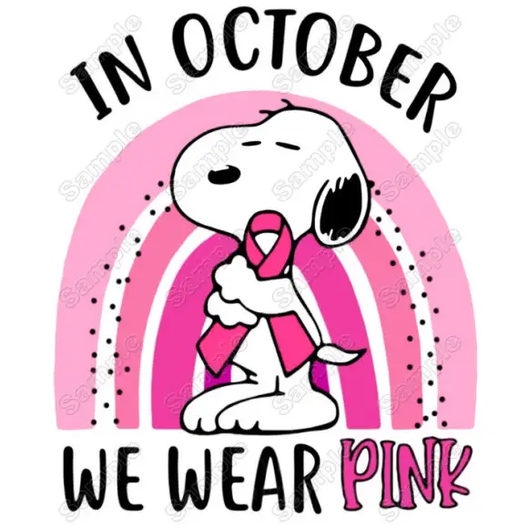 Snoopy Breast Cancer Awareness Heat Iron on Transfer Snoopy Breast Cancer Awareness Heat Iron on Transfer