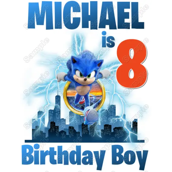 Sonic the Hedgehog   Personalized  Custom  T Shirt Iron on Transfer Decal