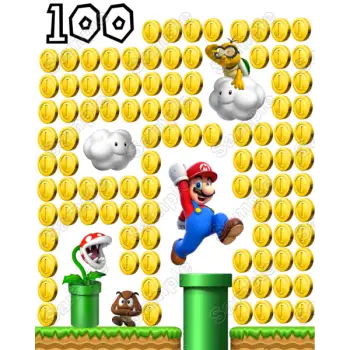 Super Mario 100 Coins T Shirt Iron on Transfer Decal 