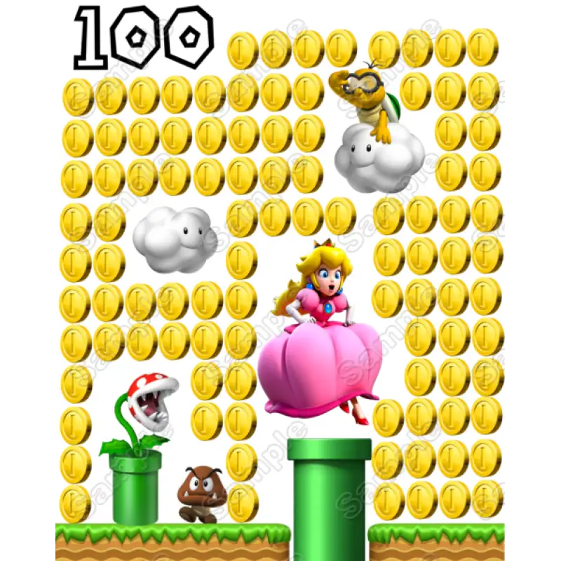 Super Mario Princess Peach 100 Coins T Shirt Iron on Transfer Decal Super Mario Princess Peach 100 Coins T Shirt Iron on Transfer Decal