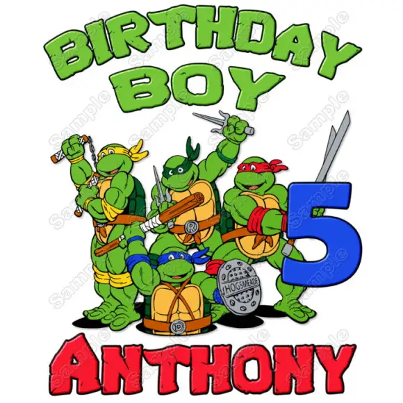 TEENAGE MUTANT NINJA TURTLES TMNT Birthday Personalized Custom T Shirt Iron on Transfer Decal #2 TEENAGE MUTANT NINJA TURTLES TMNT Birthday Personalized Custom T Shirt Iron on Transfer Decal #2
