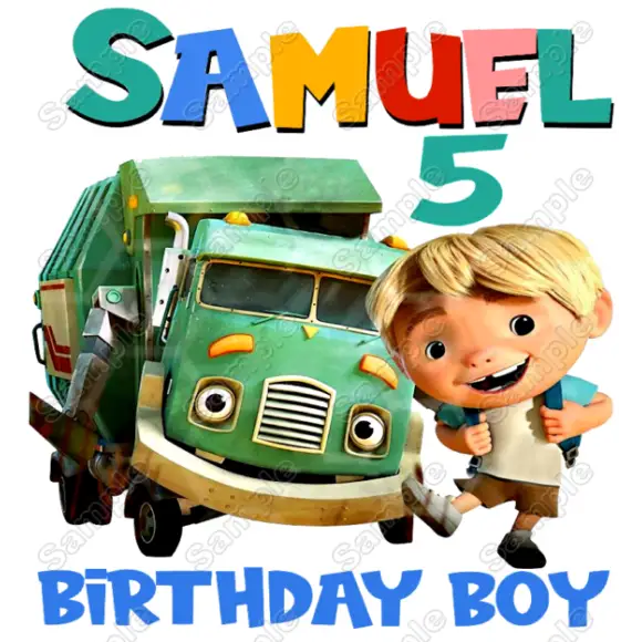 Trash Truck and Hank Birthday Custom  Heat T Shirt Iron on Transfer