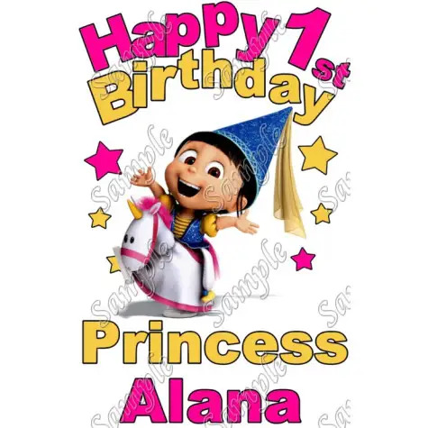 Agnes Despicable me Birthday Princess Personalized T Shirt Iron on Transfer #17 Agnes Despicable me Birthday Princess Personalized T Shirt Iron on Transfer #17