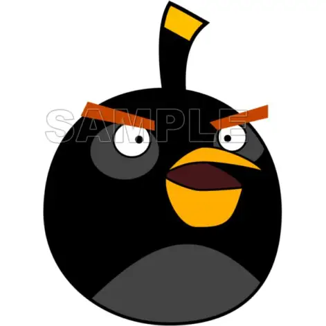 Angry Birds Black Bird T Shirt Iron on Transfer Decal #5 Angry Birds Black Bird T Shirt Iron on Transfer Decal #5