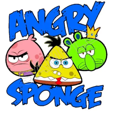 Angry Birds SpongeBob T Shirt Iron on Transfer Decal #68 Angry Birds SpongeBob T Shirt Iron on Transfer Decal #68
