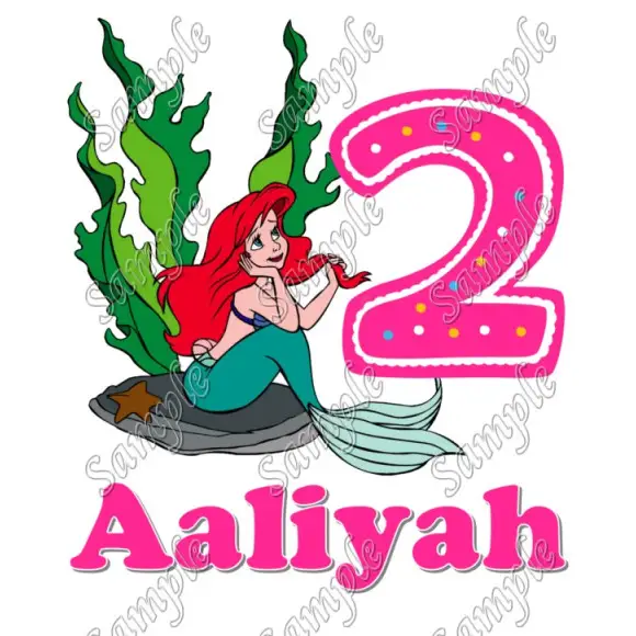 Ariel Birthday Princess Personalized T Shirt Iron on Transfer #17 Ariel Birthday Princess Personalized T Shirt Iron on Transfer #17