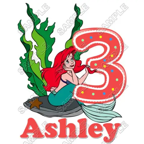 Ariel The Little Mermaid Birthday Personalized Custom T Shirt Iron on Transfer Decal #26 Ariel The Little Mermaid Birthday Personalized Custom T Shirt Iron on Transfer Decal #26