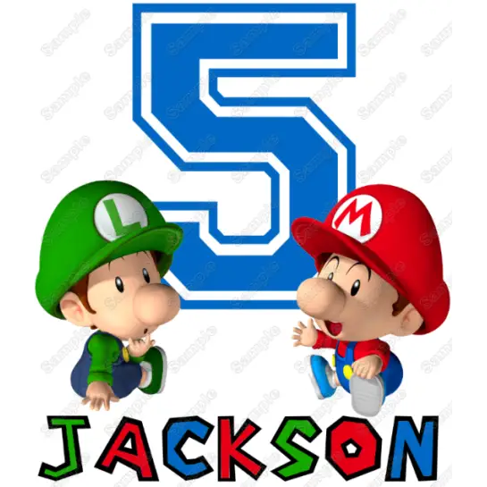 Baby Super Mario Luigi Birthday Personalized Custom T Shirt Iron on Transfer Decal #1 Baby Super Mario Luigi Birthday Personalized Custom T Shirt Iron on Transfer Decal #1