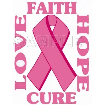 Breast Cancer Awareness ~ Love  Faith  Hope  Cure ~ T Shirt Iron on Transfer Decal #21